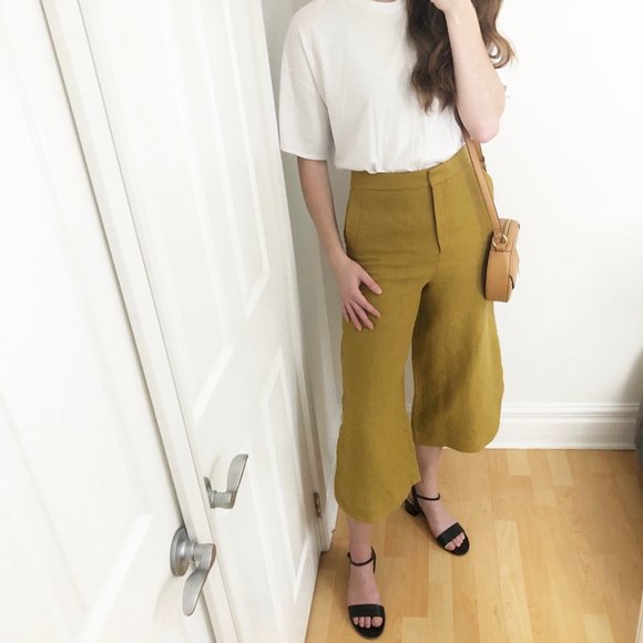 Massimo Dutti Runway Yellow High Rise Crop Pants - Picture 8 of 16